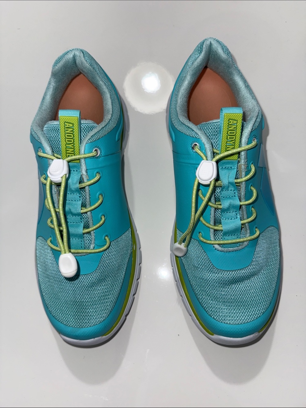 Aqua Teal Athletic Sneakers with Lime Accents